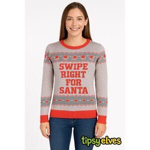 Tipsy Elves Swipe Right for Santa Holiday Sweater Sz. M